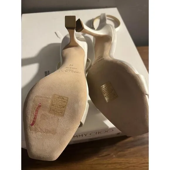 NWB JIMMY CHOO Women's CHAVA 90 SATIN High-Heel IVORY Sandals EUR 36 US 6