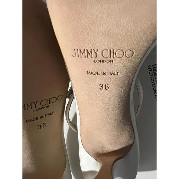 NWB JIMMY CHOO Women's CHAVA 90 SATIN High-Heel IVORY Sandals EUR 36 US 6