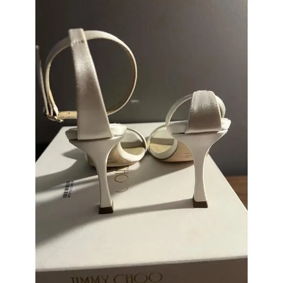 NWB JIMMY CHOO Women's CHAVA 90 SATIN High-Heel IVORY Sandals EUR 36 US 6