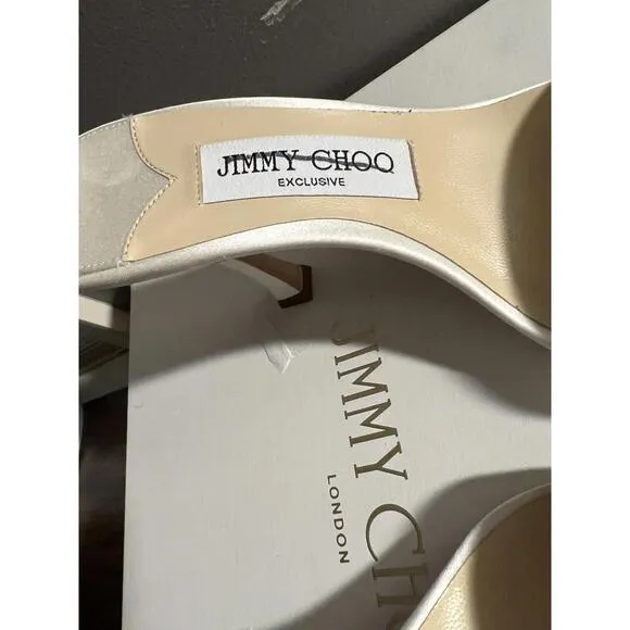 NWB JIMMY CHOO Women's CHAVA 90 SATIN High-Heel IVORY Sandals EUR 36 US 6
