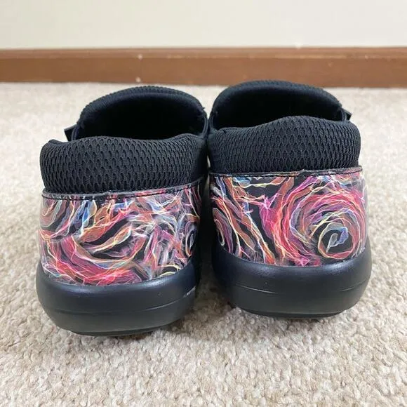 NWOB Alegria Multicolor Abstract Print Slip On Comfort Shoes Nonslip Size EU 38
