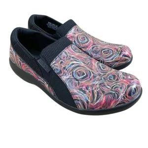 NWOB Alegria Multicolor Abstract Print Slip On Comfort Shoes Nonslip Size EU 38