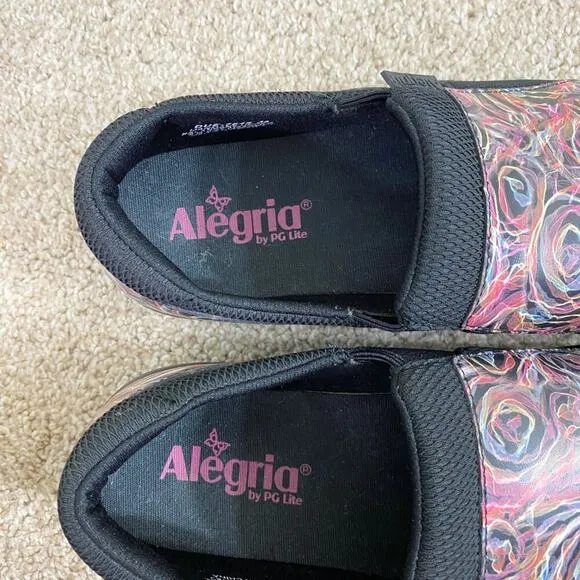 NWOB Alegria Multicolor Abstract Print Slip On Comfort Shoes Nonslip Size EU 38
