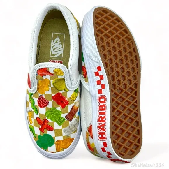NWOB, KIDS VANS X HARIBO GUMMY BEAR CLASSIC SLIP-ON SHOES, SIZE US 12.5
