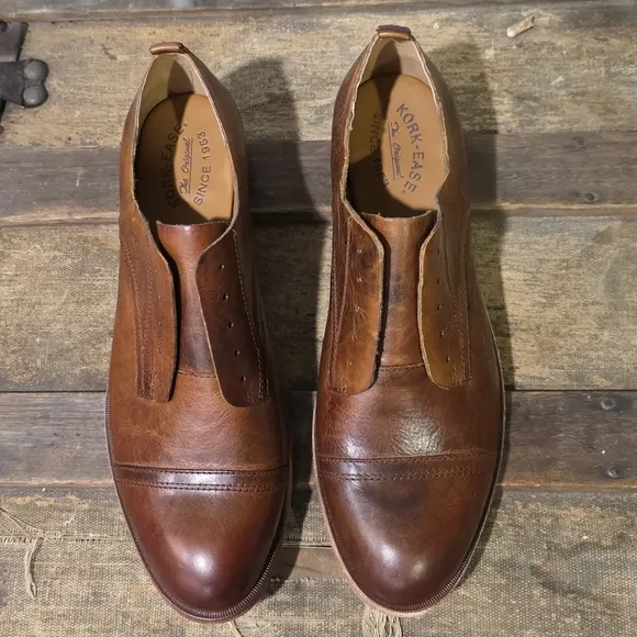 NWOT Kork-Ease Rori Laceless Leather Versatile Oxford Shoes in Tan Rum. 11M