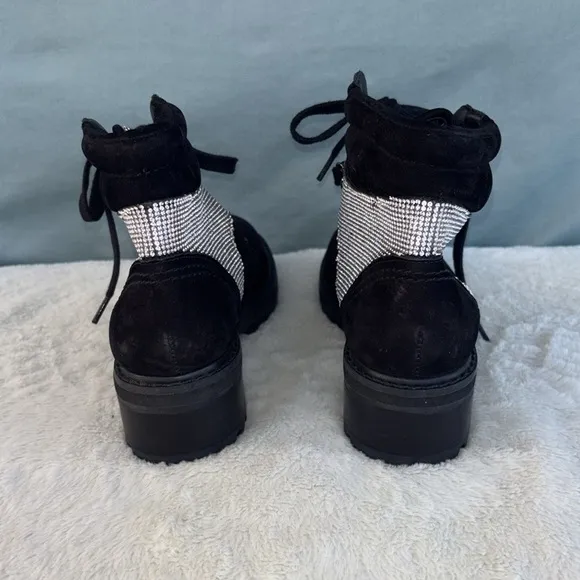 NWOT Women Schutz Shoes Booties | Silvetty Nubuck &amp; Rhinestones Bootie Size 5.5