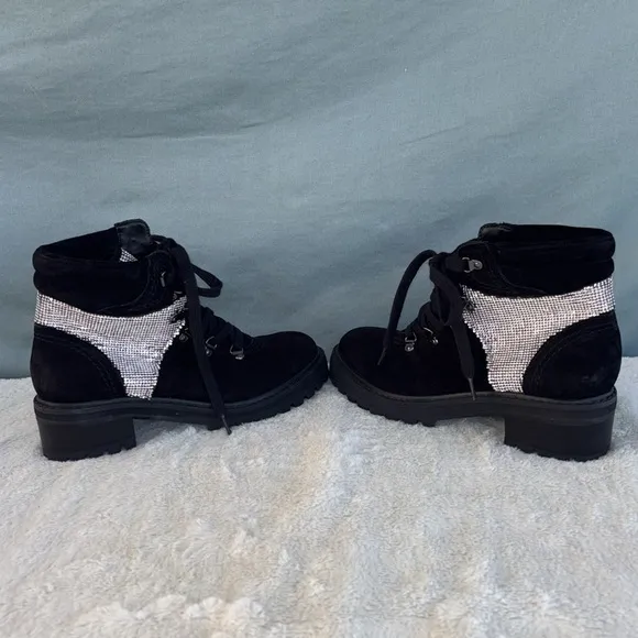 NWOT Women Schutz Shoes Booties | Silvetty Nubuck &amp; Rhinestones Bootie Size 5.5