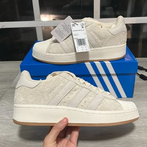 NWT Adidas Originals Superstar XLG Women's Shoes - Beige/Wonder White - IG2124