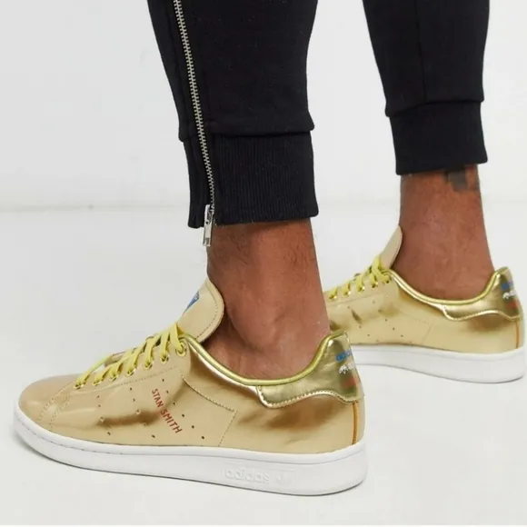 NWT Adidas Stan Smith Gold Metallic Sneakers  Men's Size 8