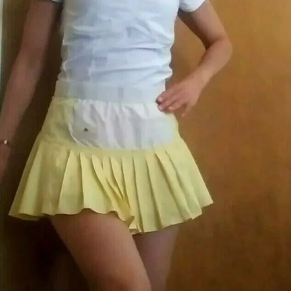 NWT Adidas Stella McCartney Tennis Skirt Pleated S Small white yellow