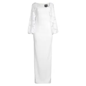 NWT Black Halo Tiana Burnout-Sleeve Column Gown $460