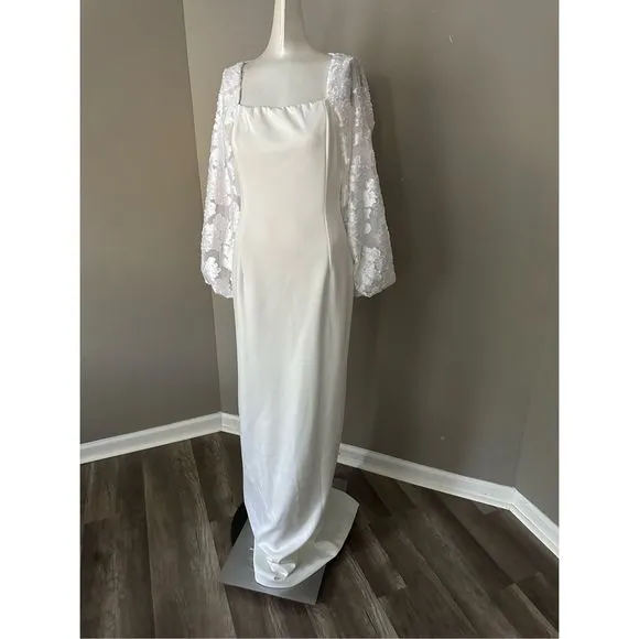 NWT Black Halo Tiana Burnout-Sleeve Column Gown $460
