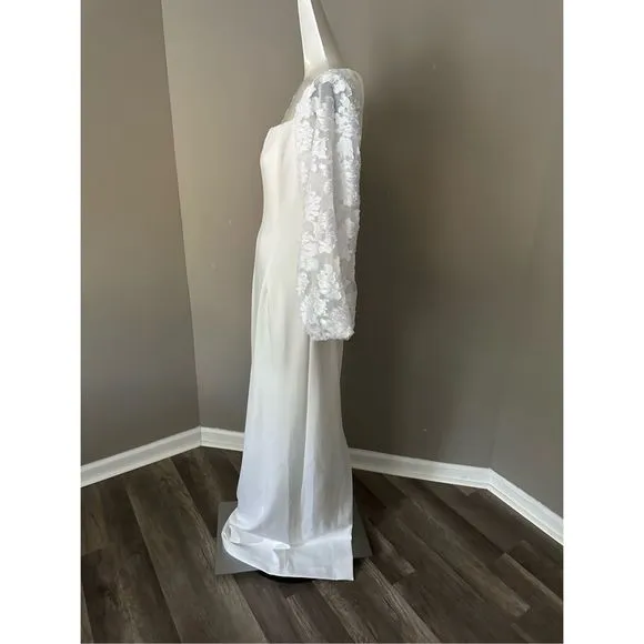 NWT Black Halo Tiana Burnout-Sleeve Column Gown $460