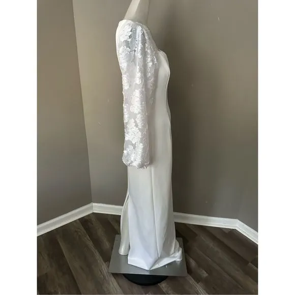 NWT Black Halo Tiana Burnout-Sleeve Column Gown $460