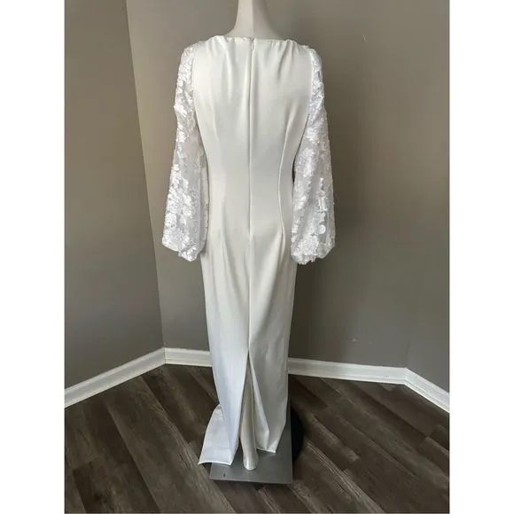 NWT Black Halo Tiana Burnout-Sleeve Column Gown $460