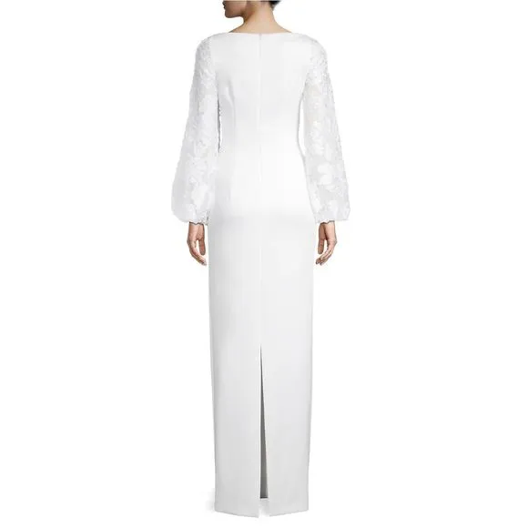 NWT Black Halo Tiana Burnout-Sleeve Column Gown $460