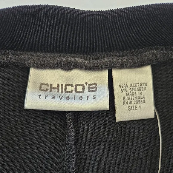 NWT Chico's Travelers Classic Jordan Minimalist Midi Swing Skirt in Black M/8