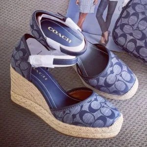 NWT - COACH Raine Espadrille In Signature Denim Sandal - size 5 US left