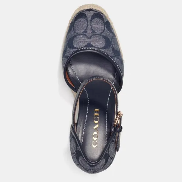 NWT - COACH Raine Espadrille In Signature Denim Sandal - size 5 US left