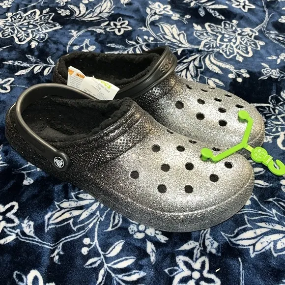 NWT! Crocs Unisex-Adult Classic Lined Glitter Clog