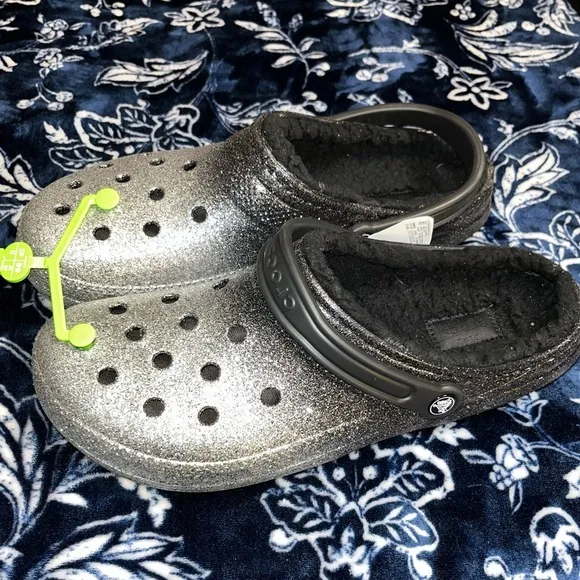 NWT! Crocs Unisex-Adult Classic Lined Glitter Clog