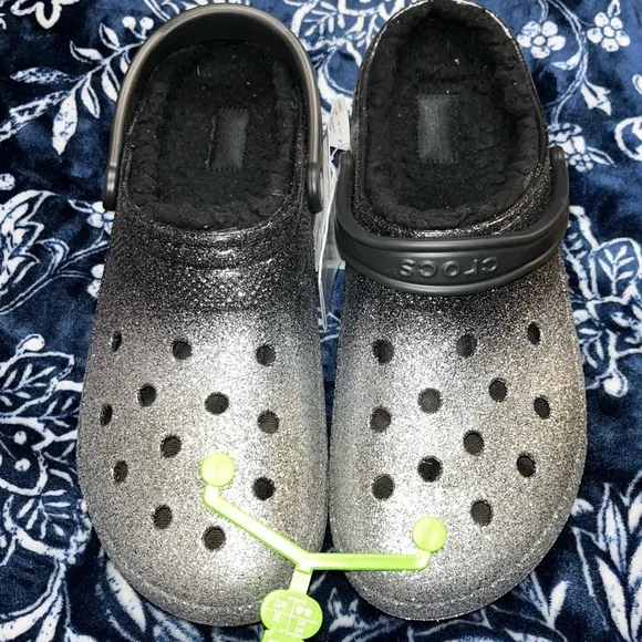 NWT! Crocs Unisex-Adult Classic Lined Glitter Clog