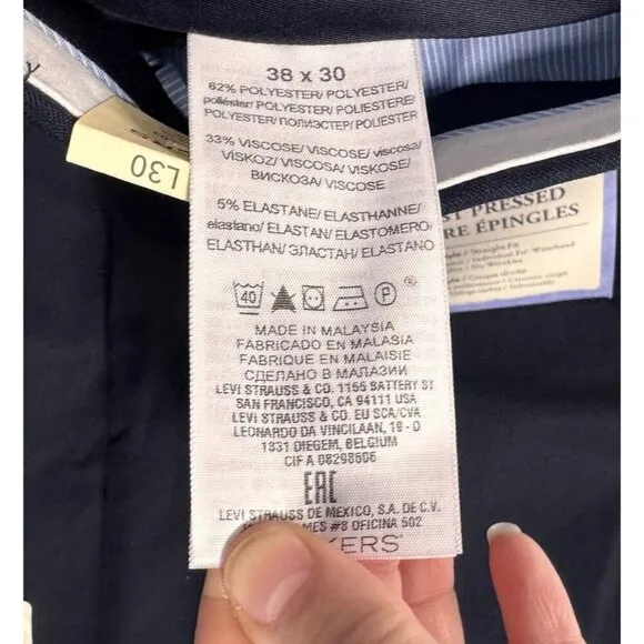 NWT Dockers mens Dark Navy pro style straight fit pants 38/30