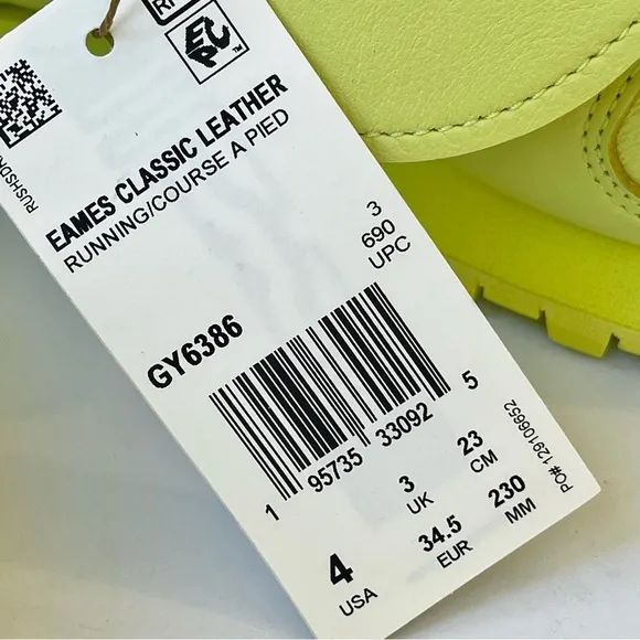 NWT Eames x Reebok Collab Sneaker Aloe Yellow Green Neon Sneakers Unisex shoes