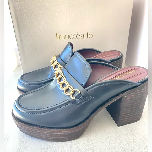 NWT Franco Sarto Katra-Clog Mules Black Women's Size 9