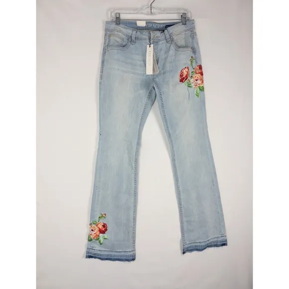 NWT Grace in LA Jeans Womens 31 Lightwash Bootcut High Rise Floral Cotton Blend