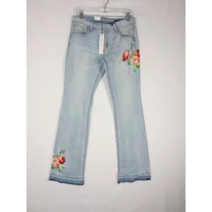 NWT Grace in LA Jeans Womens 31 Lightwash Bootcut High Rise Floral Cotton Blend