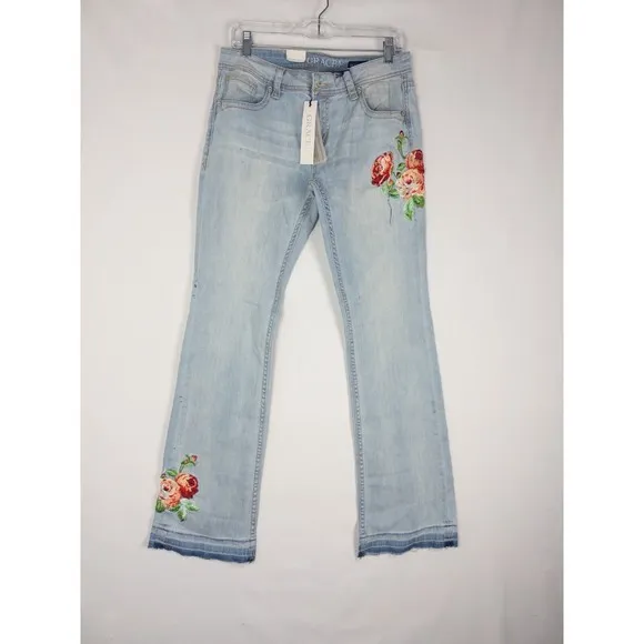 NWT Grace in LA Jeans Womens 31 Lightwash Bootcut High Rise Floral Cotton Blend