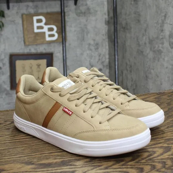 NWT Levi's Gavin Synthetic Leather Casual Lace Up Sneaker Light Tan Brown 10