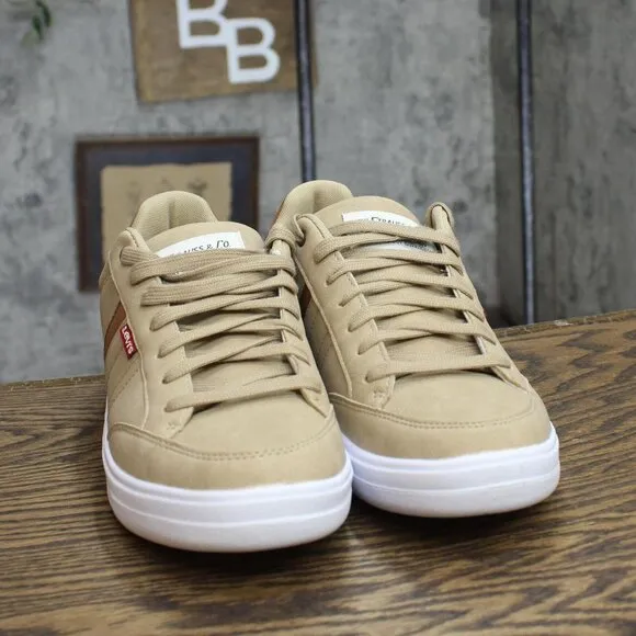 NWT Levi's Gavin Synthetic Leather Casual Lace Up Sneaker Light Tan Brown 10