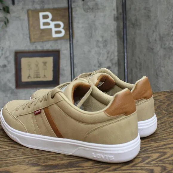 NWT Levi's Gavin Synthetic Leather Casual Lace Up Sneaker Light Tan Brown 10