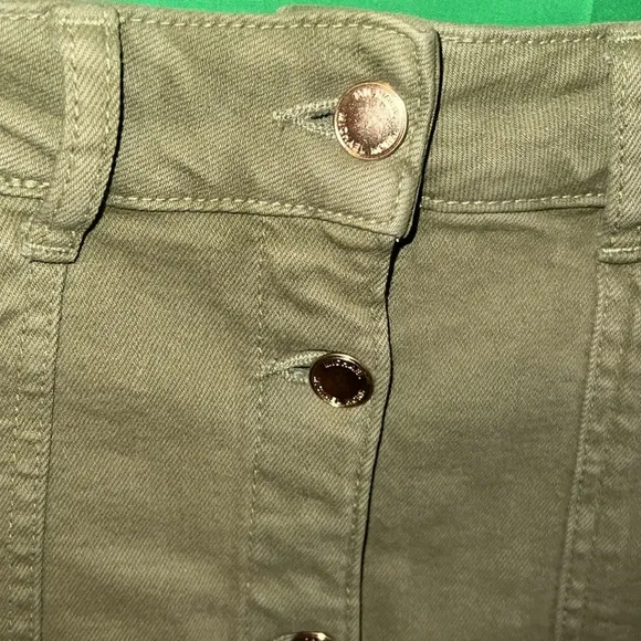 NWT Michael By Michael Kors Olive Button-Front Denim Skirt size 6