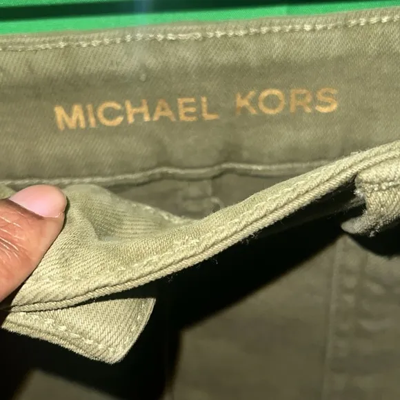 NWT Michael By Michael Kors Olive Button-Front Denim Skirt size 6