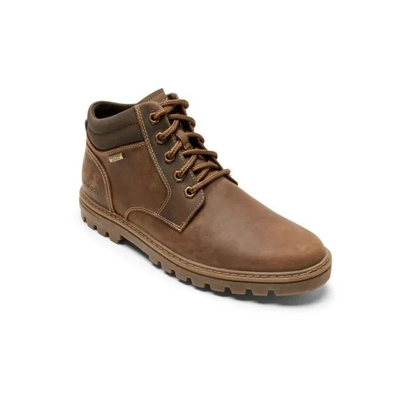 NWT ROCKPORT Mens Brown Weather Or Not Toe Block Heel Leather Boots Shoes 10.5