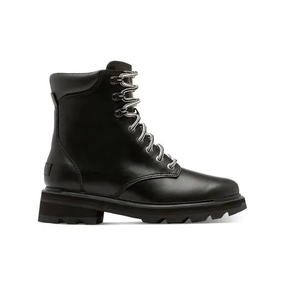 NWT SOREL Womens Black 1&quot; Platform Lennox Toe Block Heel Leather Boots Shoes 6