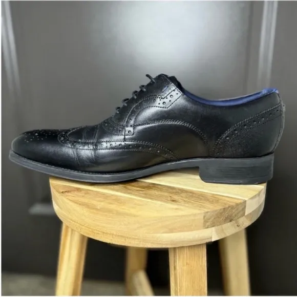 🔥NWT Ted Baker MFS-Mitack Brogues | Size 12 | Black Leather Wingtip Oxfords