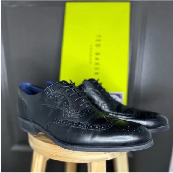 🔥NWT Ted Baker MFS-Mitack Brogues | Size 12 | Black Leather Wingtip Oxfords