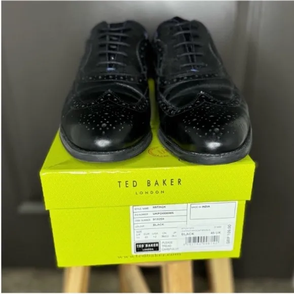 🔥NWT Ted Baker MFS-Mitack Brogues | Size 12 | Black Leather Wingtip Oxfords