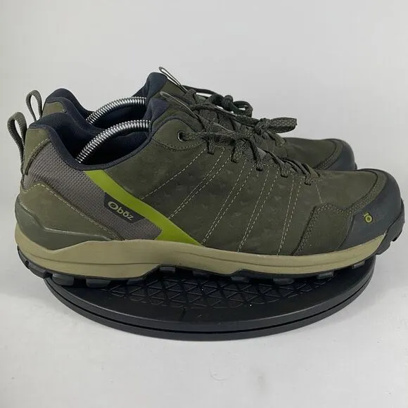 Oboz Sypes Low Green Leather Waterproof Hiking Trail Shoes Men's Size 13