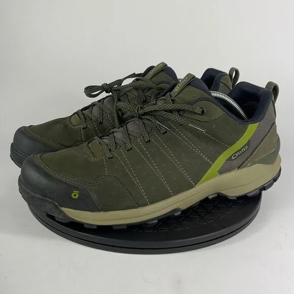 Oboz Sypes Low Green Leather Waterproof Hiking Trail Shoes Men's Size 13
