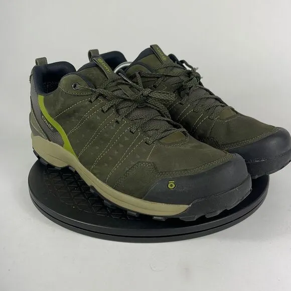 Oboz Sypes Low Green Leather Waterproof Hiking Trail Shoes Men's Size 13