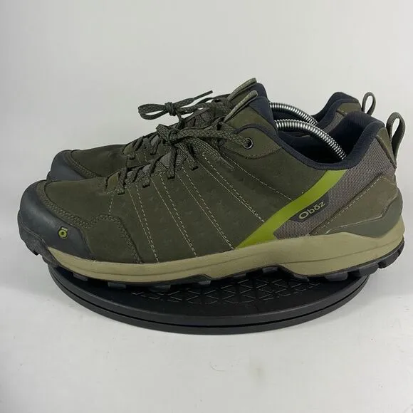 Oboz Sypes Low Green Leather Waterproof Hiking Trail Shoes Men's Size 13