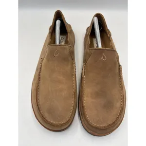 OluKai Mens Moloā Brown Suede Flat Slip On Loafers Shoes 9.5M
