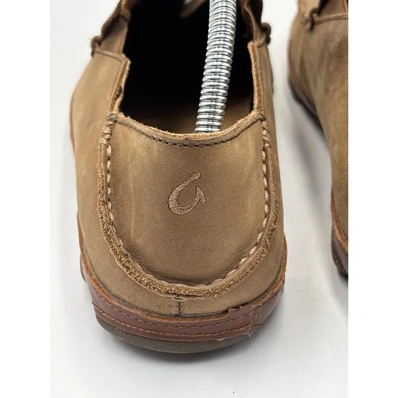 OluKai Mens Moloā Brown Suede Flat Slip On Loafers Shoes 9.5M