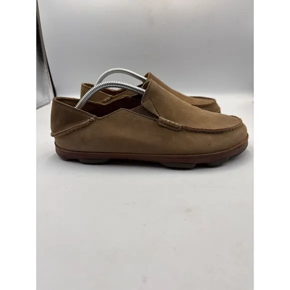 OluKai Mens Moloā Brown Suede Flat Slip On Loafers Shoes 9.5M