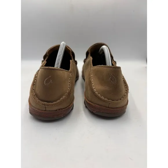 OluKai Mens Moloā Brown Suede Flat Slip On Loafers Shoes 9.5M